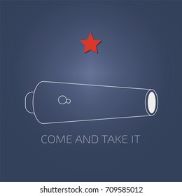 Vector illustration for the day of Battle of Gonzales, the first military engagement of the Texas Revolution. Come and Take it flag variation. Come and take it is a historic slogan from ancient times.