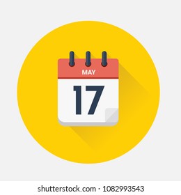 Ilustración vectorial. Calendario del día con fecha 17 de mayo de 2018