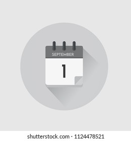 Vector illustration. Day calendar with date  September 1.