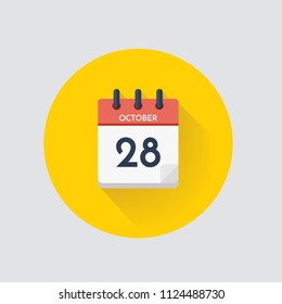 Vector illustration. Day calendar with date  October 28.