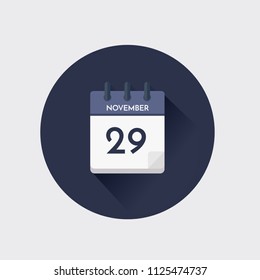 Ilustración vectorial. Calendario del día con fecha 29 de noviembre.