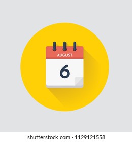 Vector illustration. Day calendar with date  August 6.