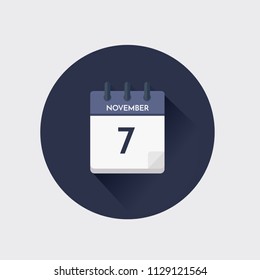 Vector illustration. Day calendar with date November 7.