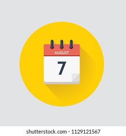 Vector illustration. Day calendar with date  August 7.