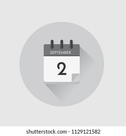 Vektorgrafik. Tageskalender mit Datum 2. September.