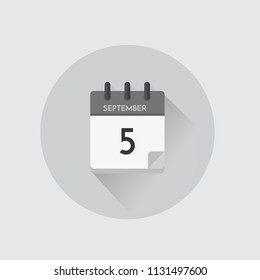Vector illustration. Day calendar with date  September 5.