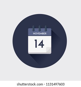 Vector illustration. Day calendar with date November 14.