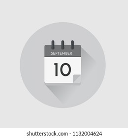 Ilustración vectorial. Calendario del día con fecha 10 de septiembre.