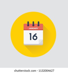 Vector illustration. Day calendar with date January 16.