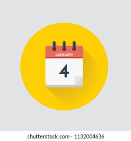 Vector illustration. Day calendar with date January 4.