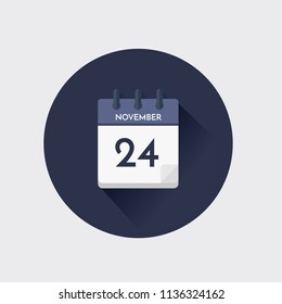 Vektorgrafik. Tageskalender mit Datum 24. November.