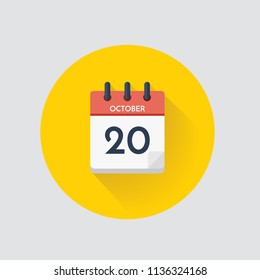 Vector illustration. Day calendar with date  October 20.