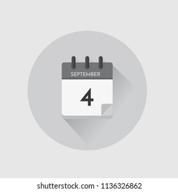 Vector illustration. Day calendar with date  September 4.