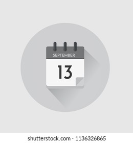 Vector illustration. Day calendar with date  September 13.