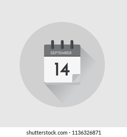 Vector illustration. Day calendar with date  September 14.