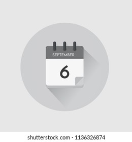 Vector illustration. Day calendar with date  September 6.