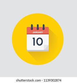 Vector illustration. Day calendar with date January 10.