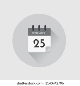 Ilustración vectorial. Calendario del día con fecha 25 de septiembre.