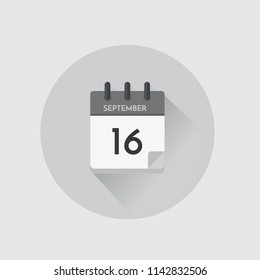 Vektorgrafik. Tageskalender mit Datum 16. September.