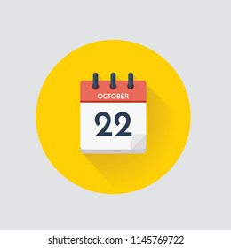 Vector illustration. Day calendar with date  October 22.
