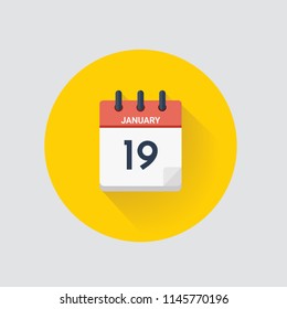 Vector illustration. Day calendar with date January 19.