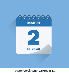 Vector illustration. Day calendar with date March 2.