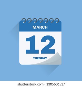 Vector illustration. Day calendar with date March 12.