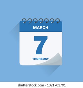 Vector illustration. Day calendar with date March 7.