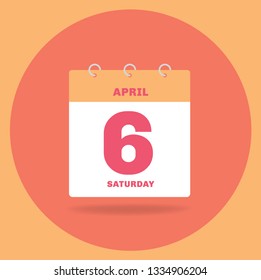 Vector illustration. Day calendar with date April 6.