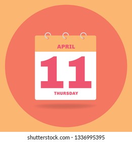 Ilustración vectorial. Calendario del día con fecha 11 de abril.