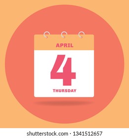 Vector illustration. Day calendar with date April 4.