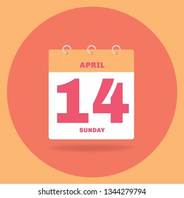Vector illustration. Day calendar with date April 14.