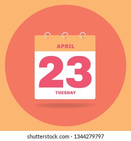 Vector illustration. Day calendar with date April 23.