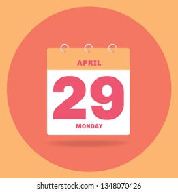 Vector illustration. Day calendar with date April 29.