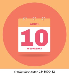 Vector illustration. Day calendar with date April 10.