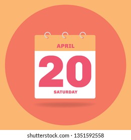 Vector illustration. Day calendar with date April 20.