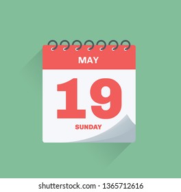 Vector illustration. Day calendar with date May 19.