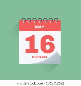 Vector illustration. Day calendar with date May 16.