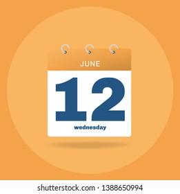 Vector illustration. Day calendar with date June 12.