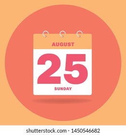 Vector illustration. Day calendar with date August 25.