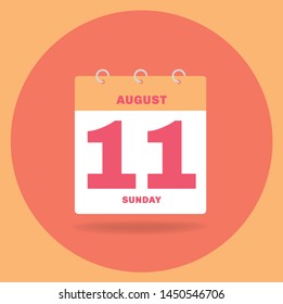 Vector illustration. Day calendar with date August 11.