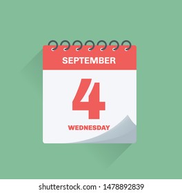 Ilustración vectorial. Calendario del día con fecha 4 de septiembre.