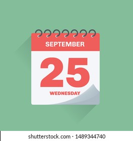 Vector illustration. Day calendar with date September 25.