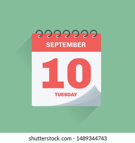 Vector illustration. Day calendar with date September 10.