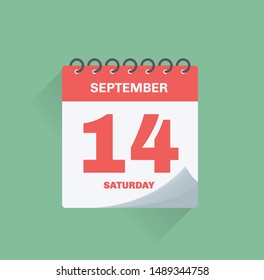 Vector illustration. Day calendar with date September 14.