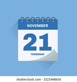 Vector illustration. Day calendar with date November 21.