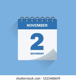 Vektorgrafik. Tageskalender mit Datum 2. November.
