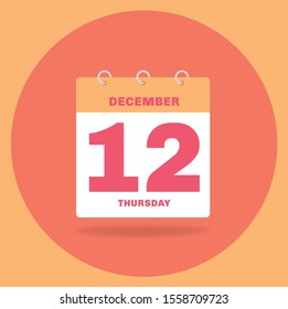 Vector illustration. Day calendar with date December 12.