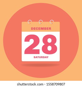 Vector illustration. Day calendar with date December 28.