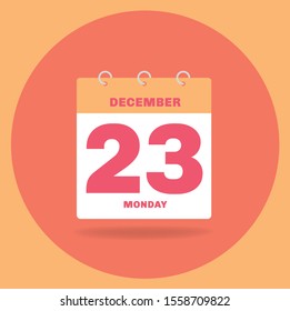 Vector illustration. Day calendar with date December 23.